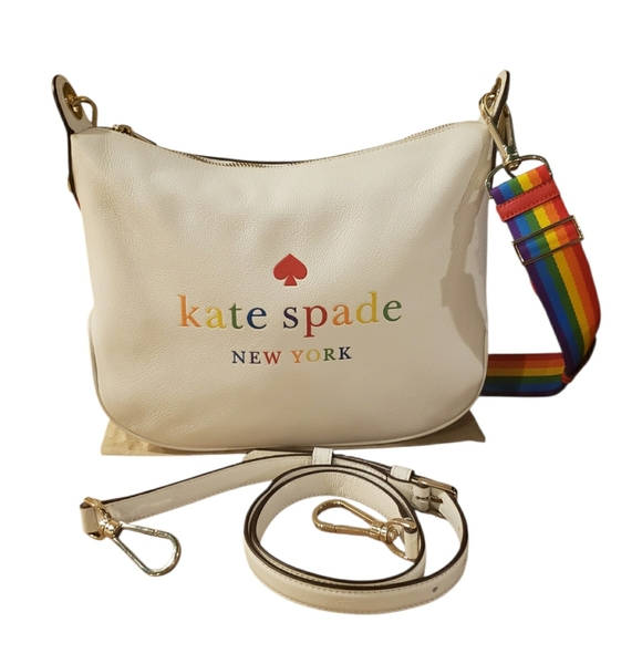NWOT! Kate Spade White Leather Rainbow Lettered Purse w/ 2 Straps & Dusty - Picture 9 of 16
